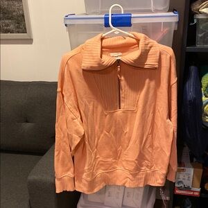 Peach Quarter-Zip Sweater